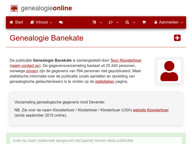 Screenshot van website