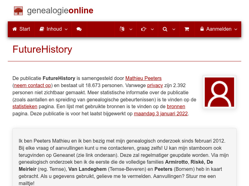 Screenshot van website