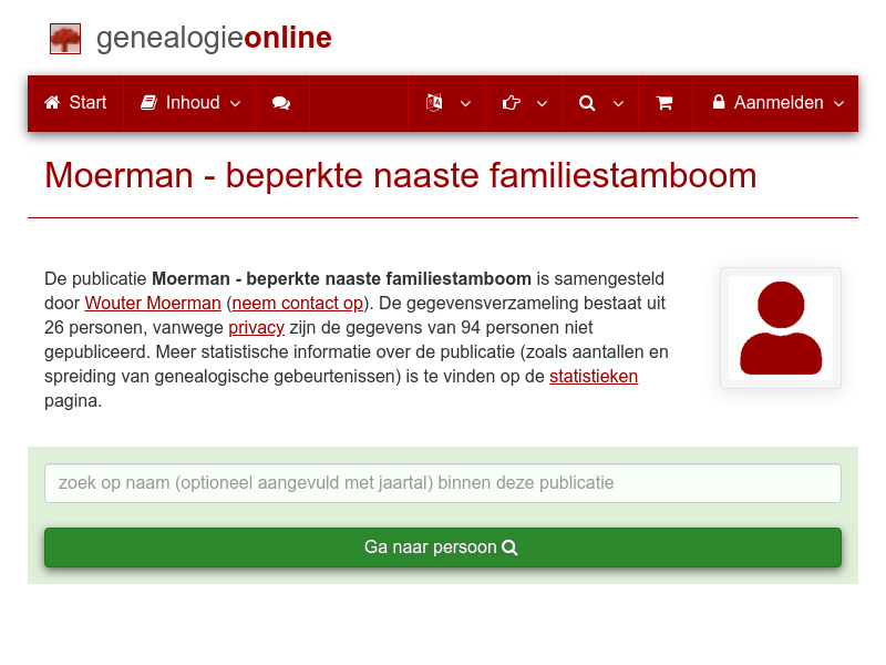 Screenshot van website