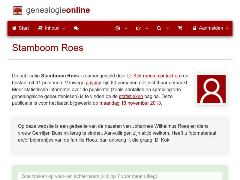 Screenshot van website