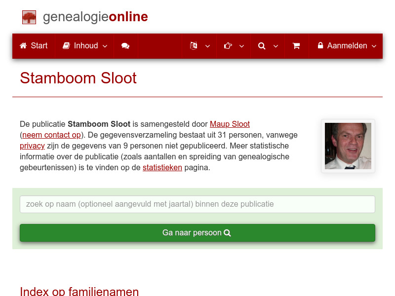 Screenshot van website