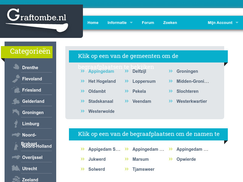 Screenshot van website