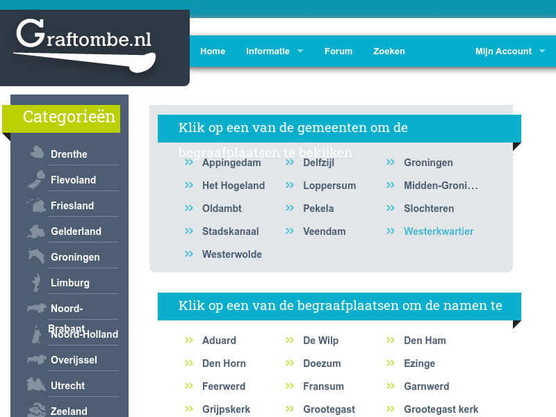 Screenshot van website