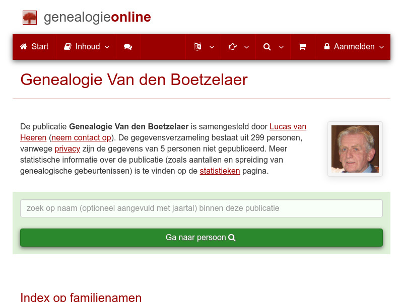 Screenshot van website