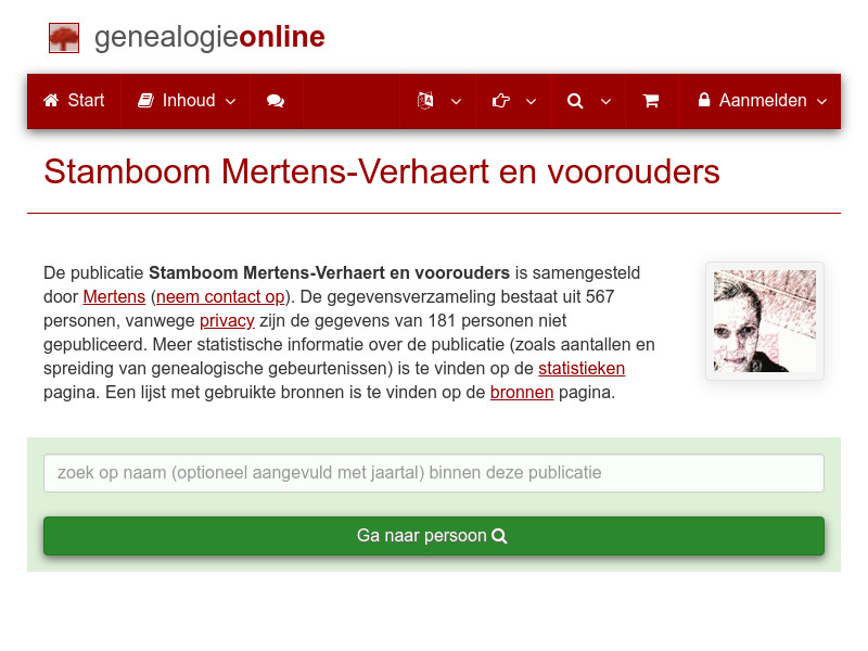 Screenshot van website
