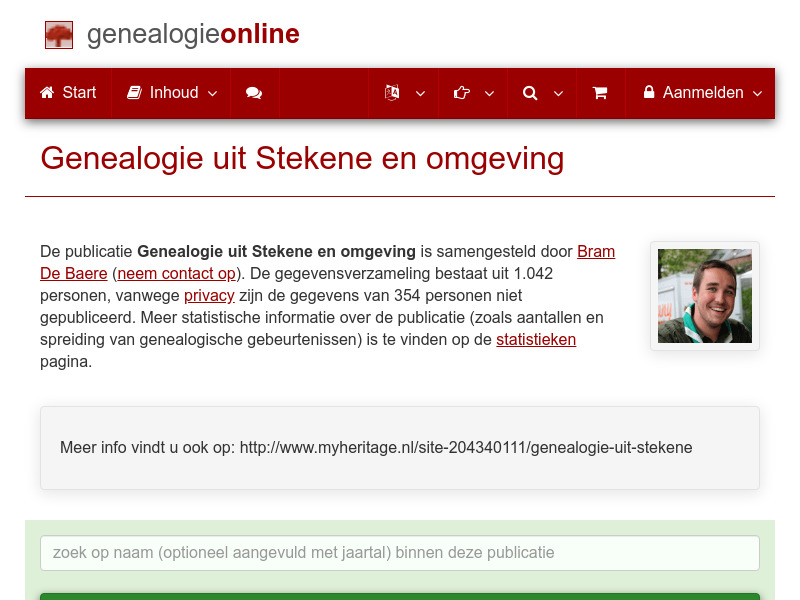 Screenshot van website