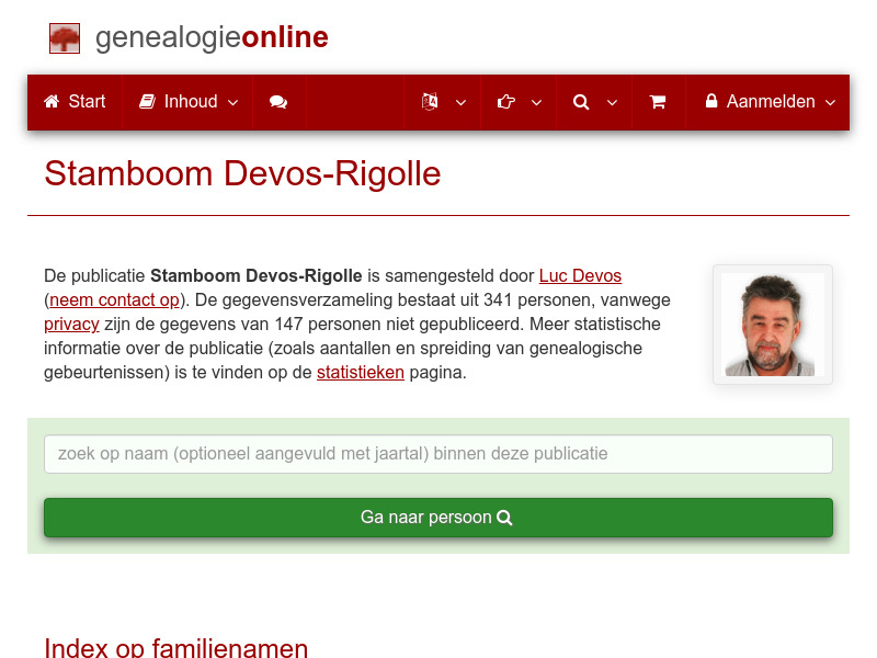 Screenshot van website