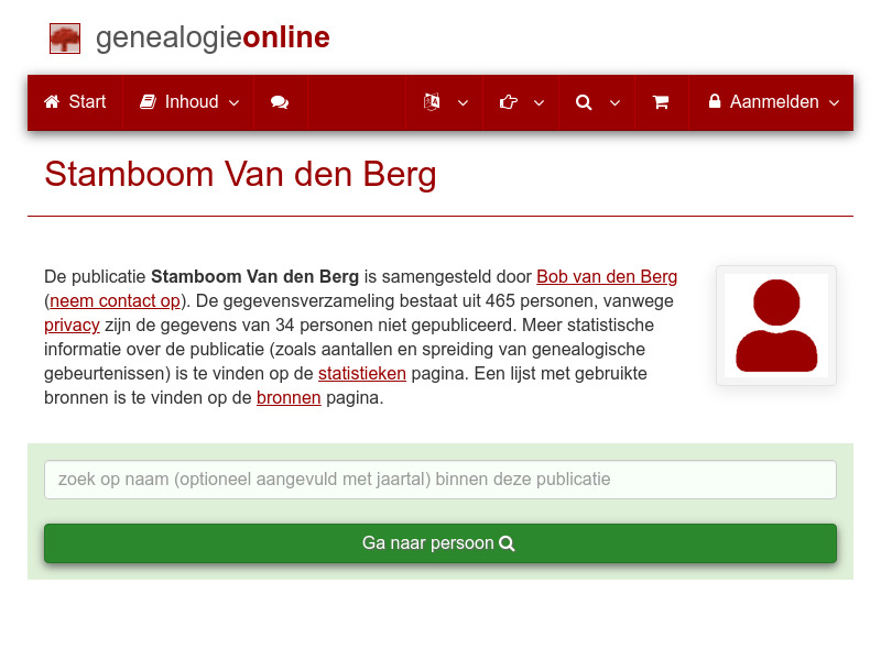 Screenshot van website