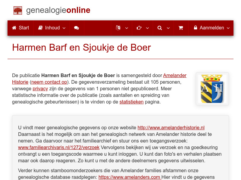 Screenshot van website