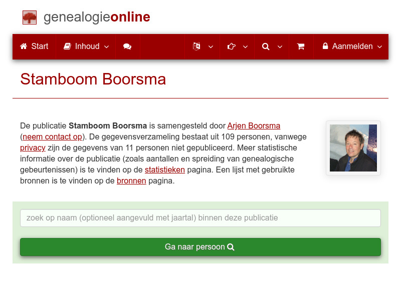 Screenshot van website
