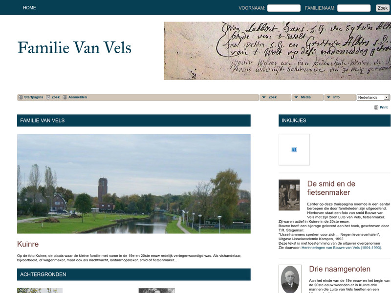 Screenshot van website