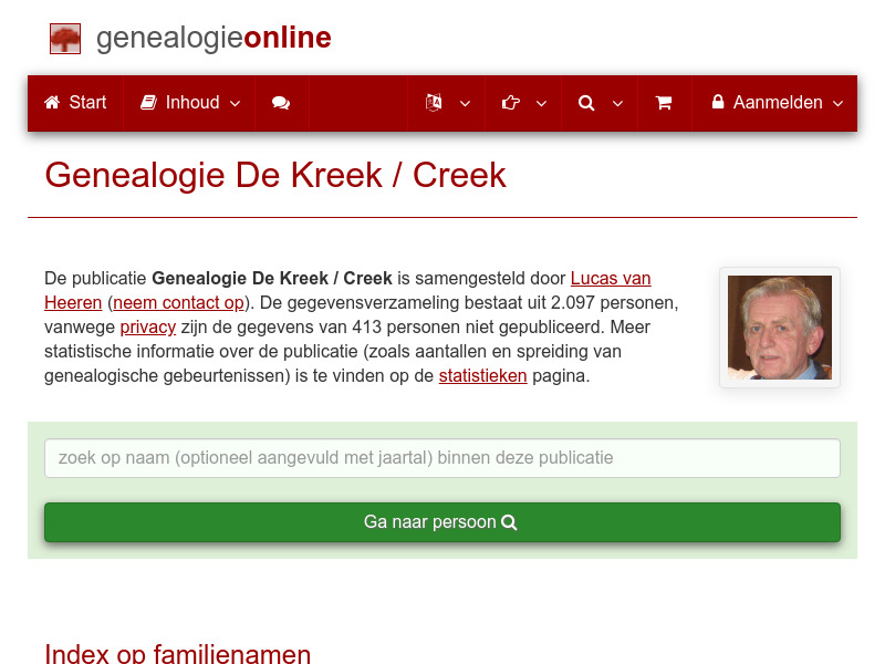 Screenshot van website