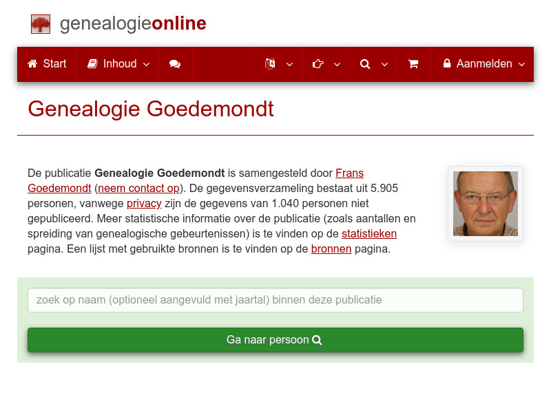 Screenshot van website