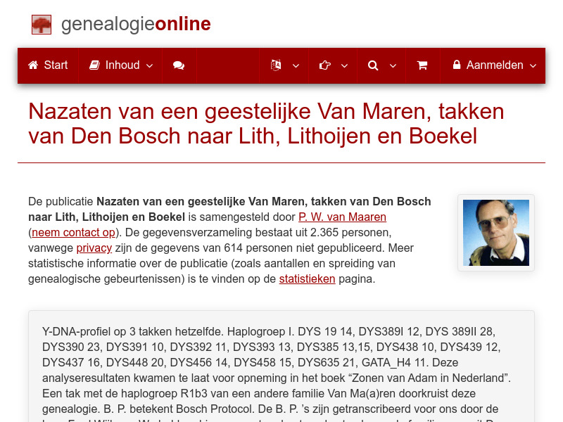 Screenshot van website