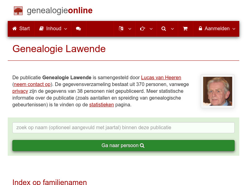 Screenshot van website
