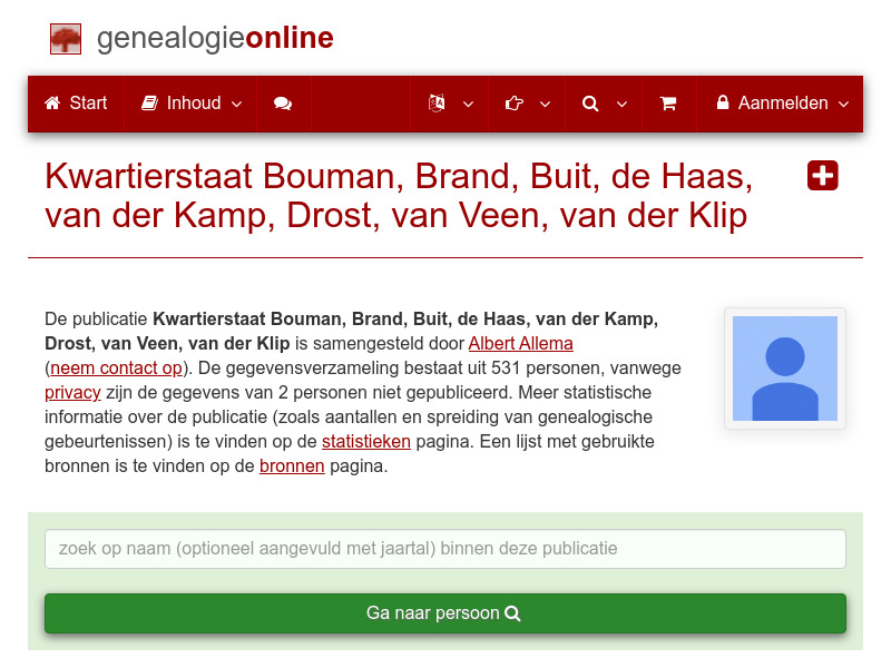 Screenshot van website