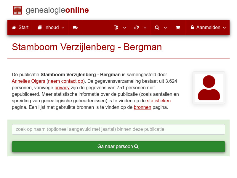 Screenshot van website