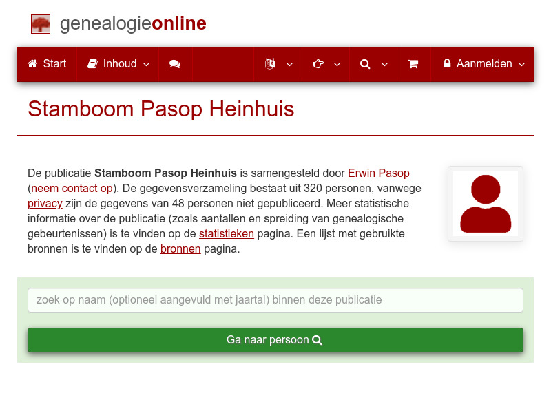Screenshot van website