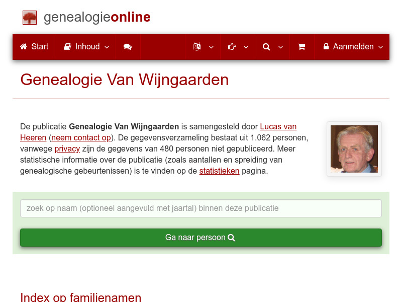 Screenshot van website