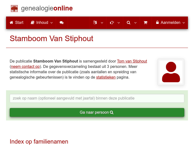 Screenshot van website