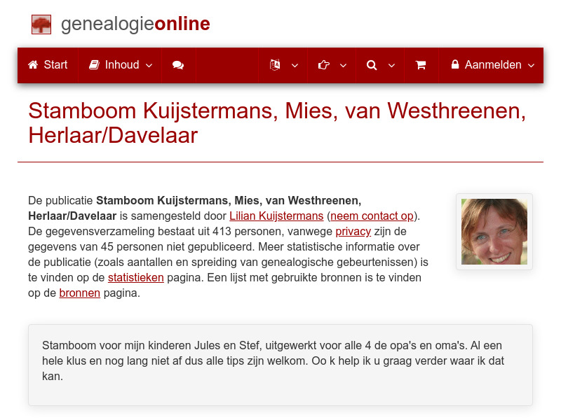 Screenshot van website