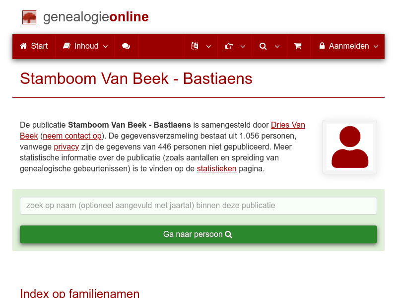 Screenshot van website