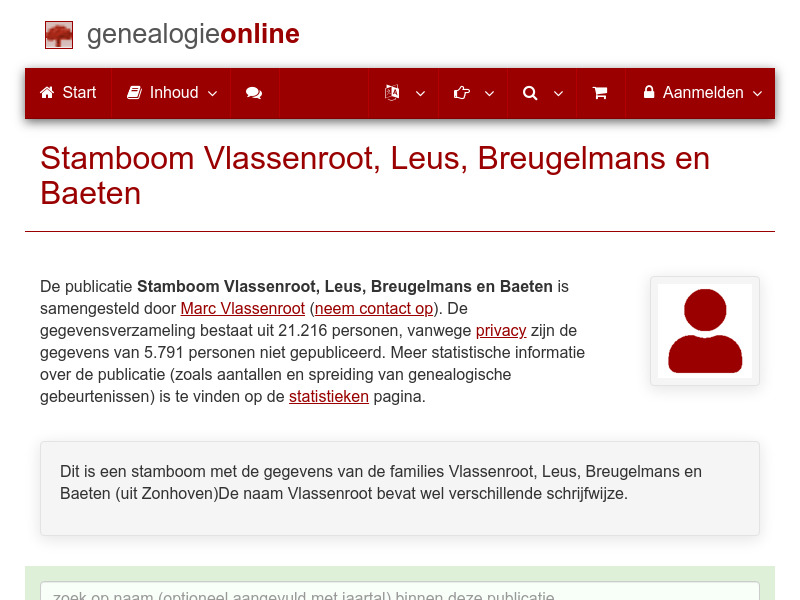 Screenshot van website