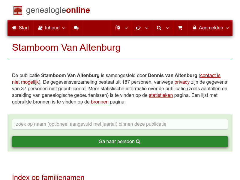 Screenshot van website