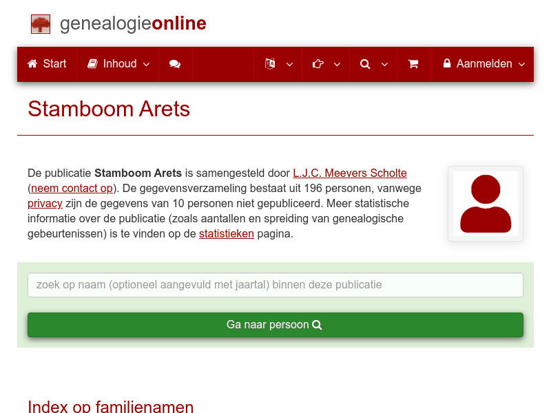 Screenshot van website