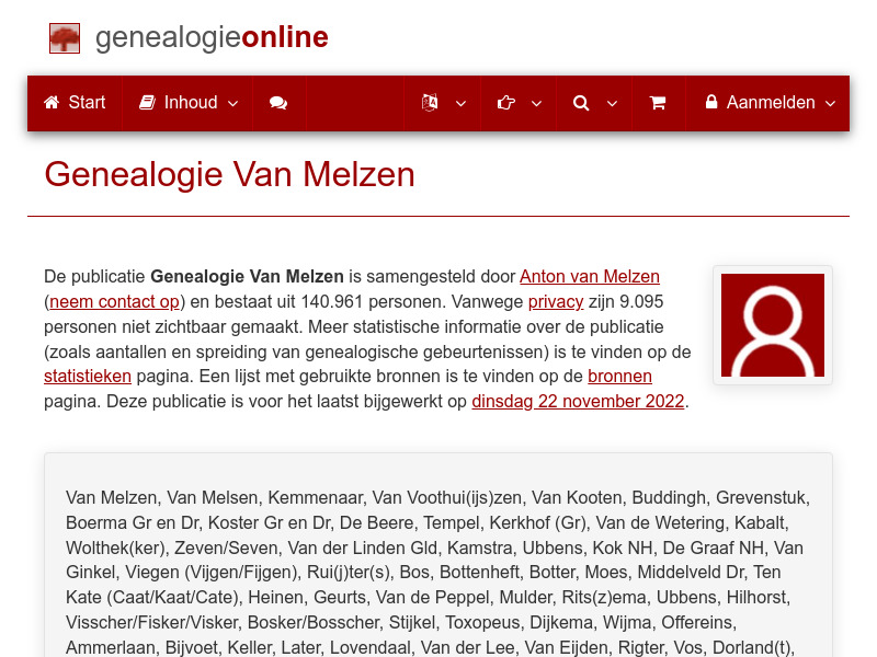 Screenshot van website