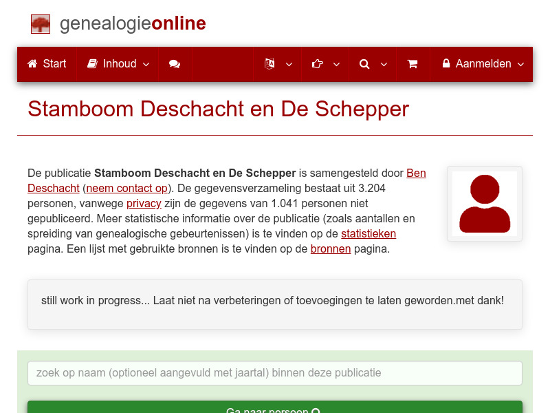 Screenshot van website