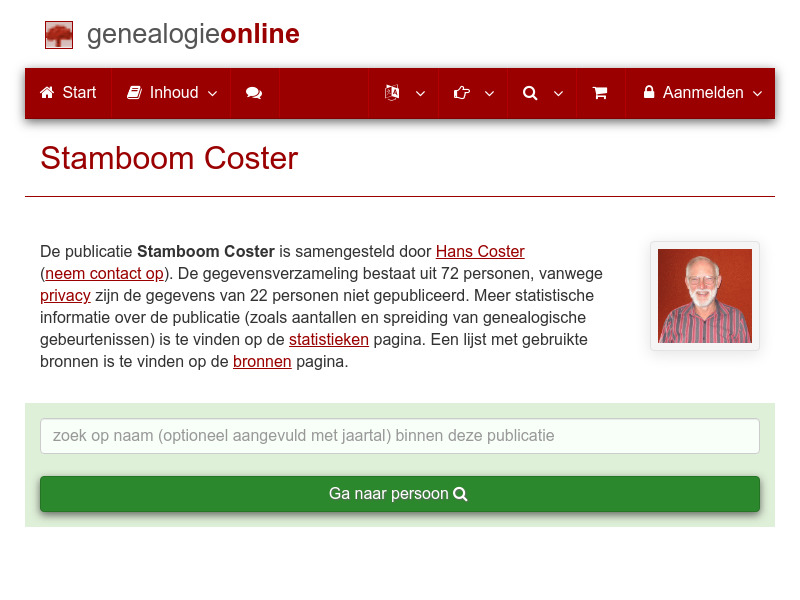 Screenshot van website