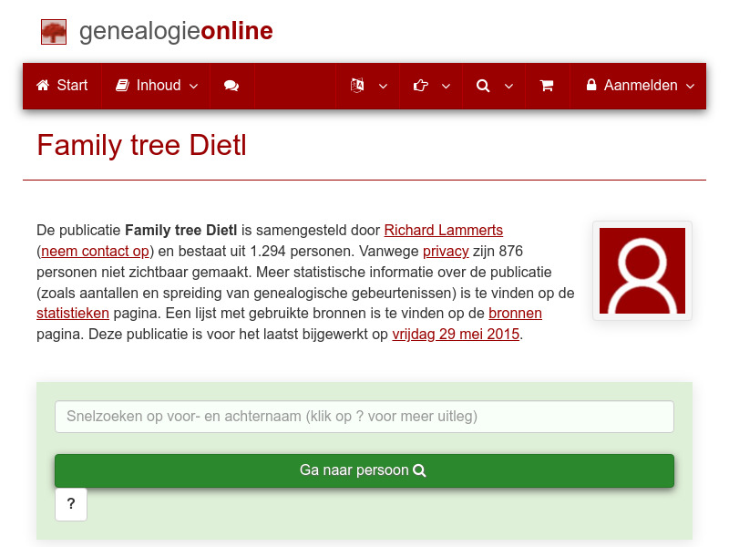 Screenshot van website