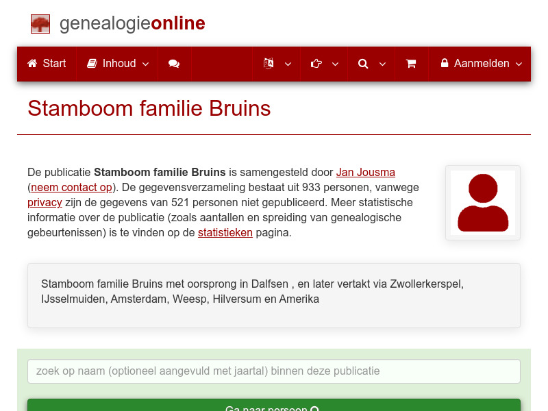 Screenshot van website