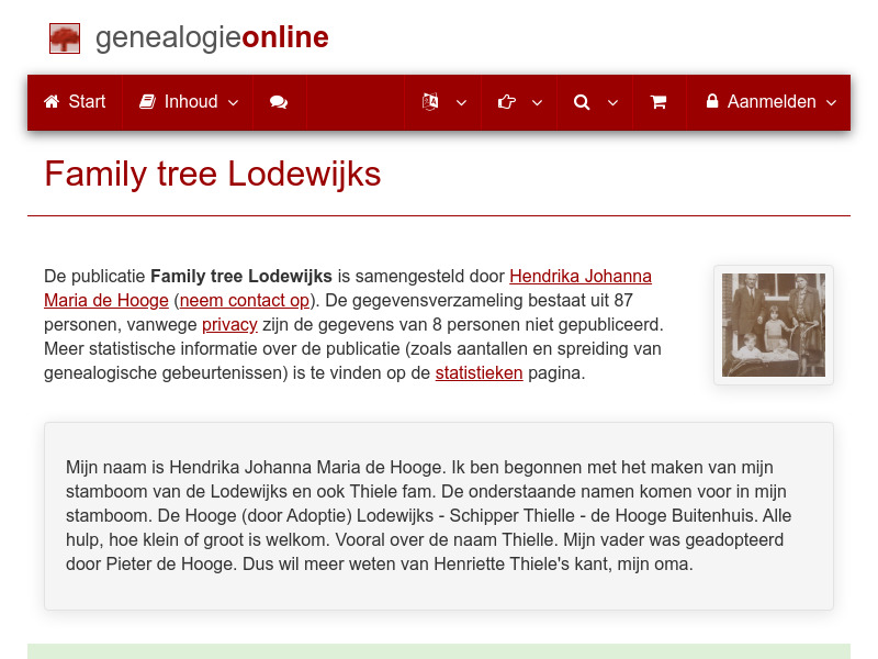 Screenshot van website