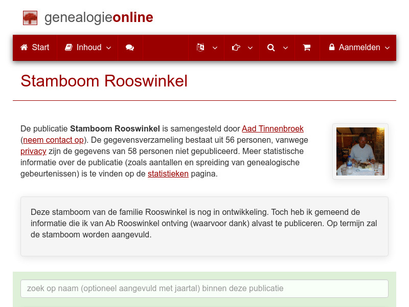 Screenshot van website