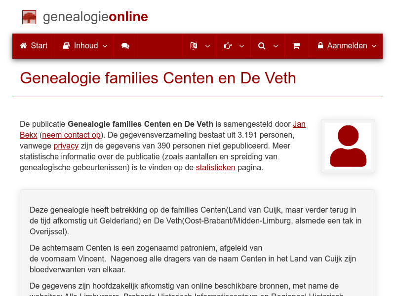 Screenshot van website