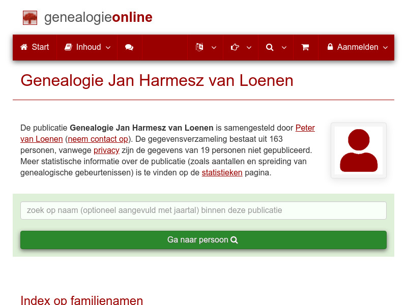 Screenshot van website