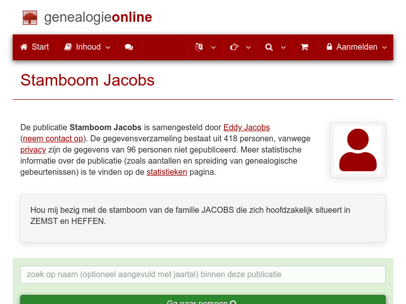 Screenshot van website