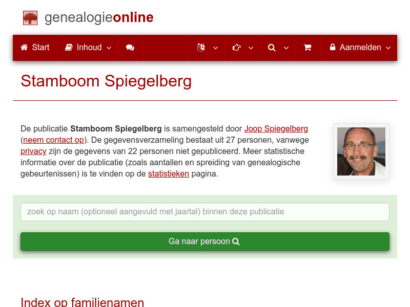 Screenshot van website