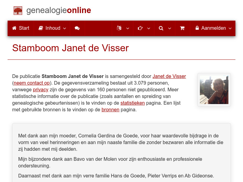 Screenshot van website