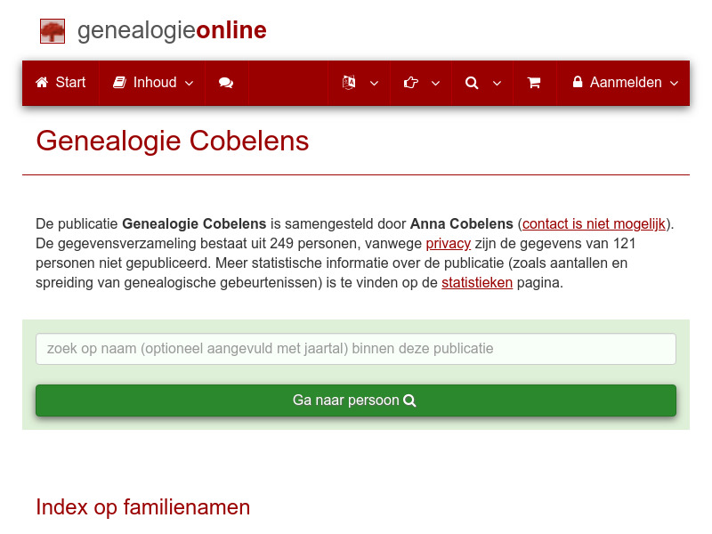 Screenshot van website