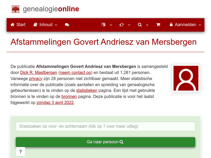 Screenshot van website