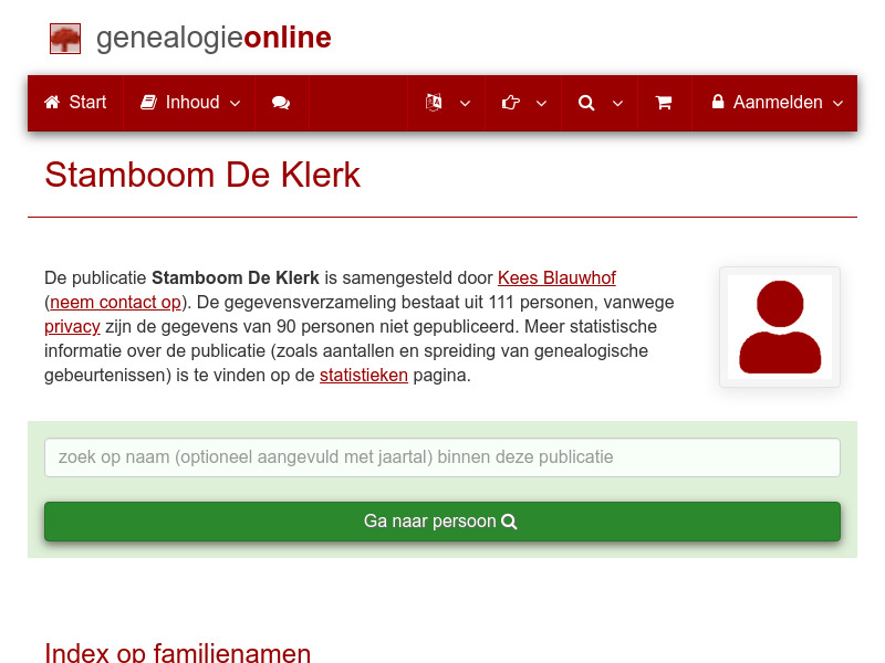 Screenshot van website