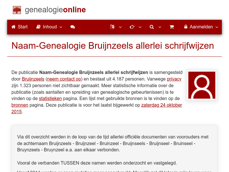 Screenshot van website
