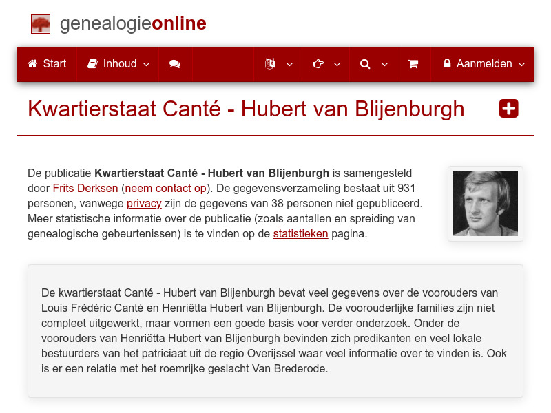 Screenshot van website
