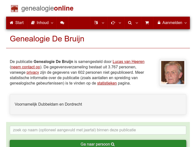 Screenshot van website