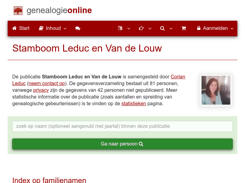 Screenshot van website