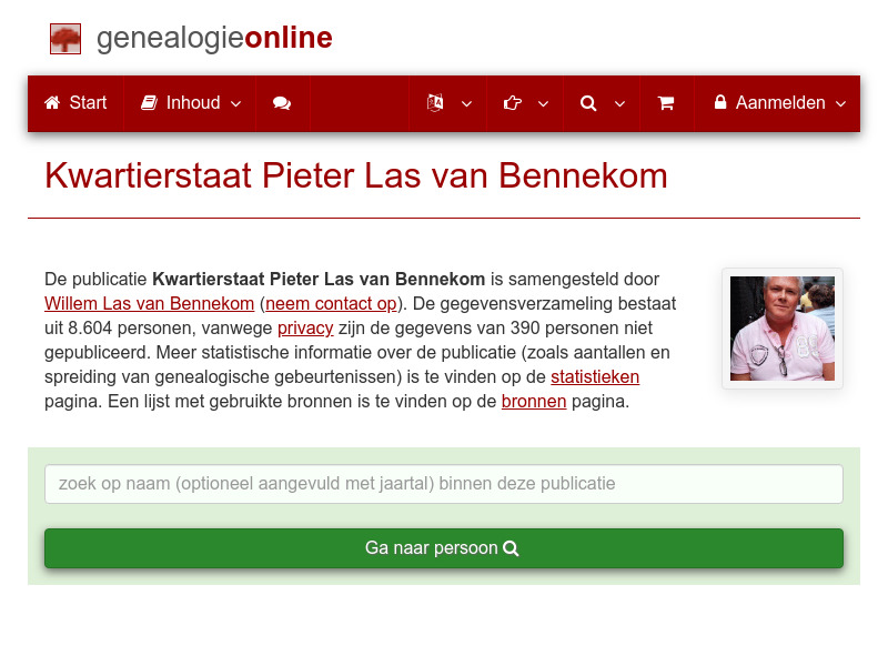 Screenshot van website
