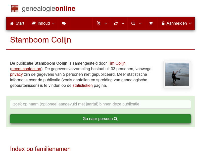 Screenshot van website